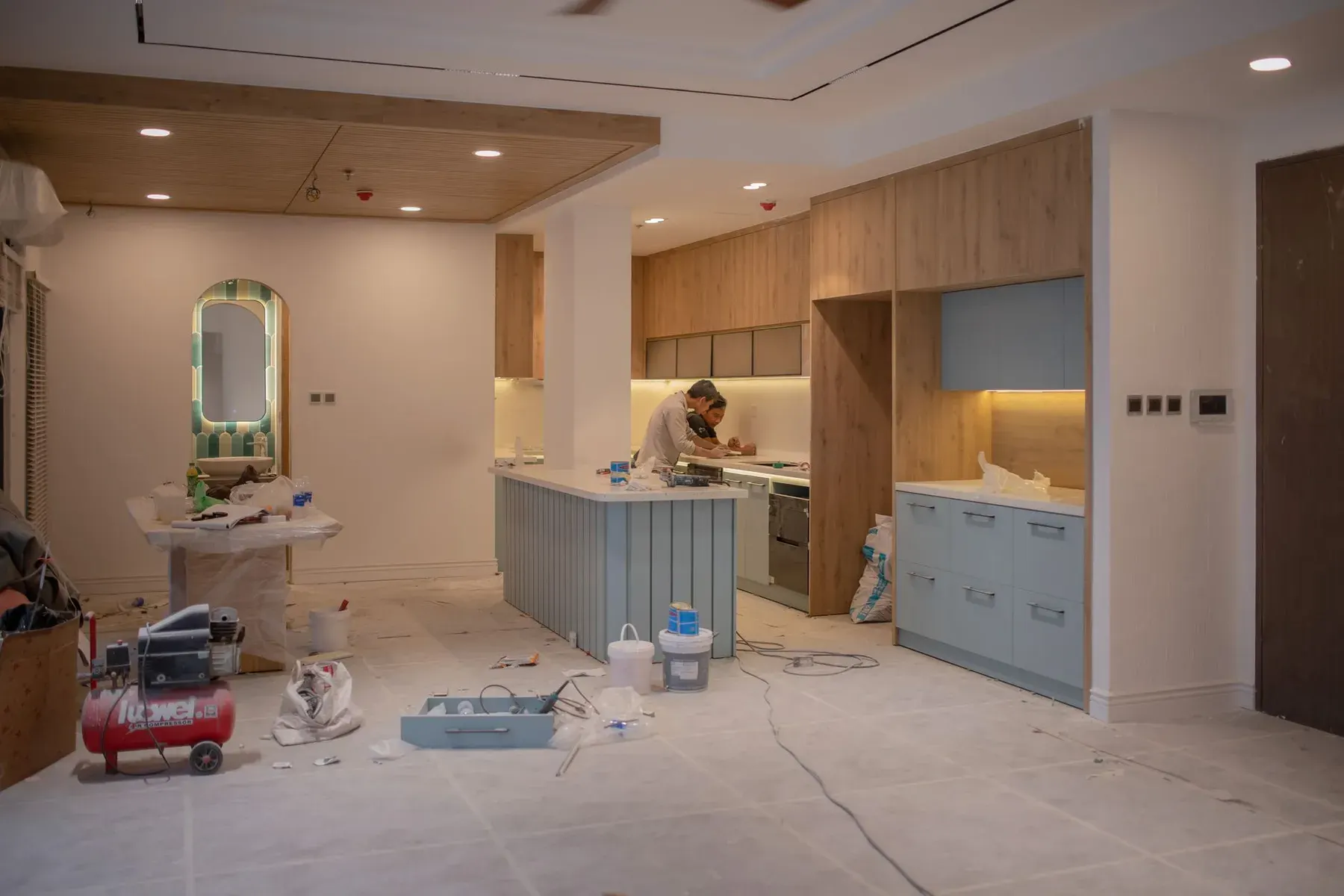 Kitchen remodel in progress with new cabinet installation in Lehigh Acres